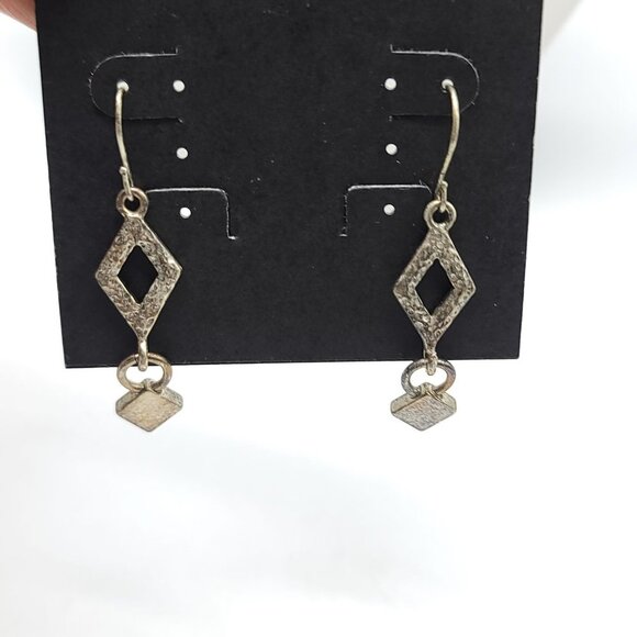 Darlene Group Hammered Silver Diamond Dangle Earrings - Picture 2 of 4